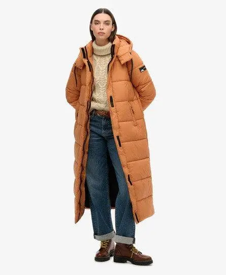 Superdry Women's Classic Quilted Nylon Puffer Jacket, Brown, 