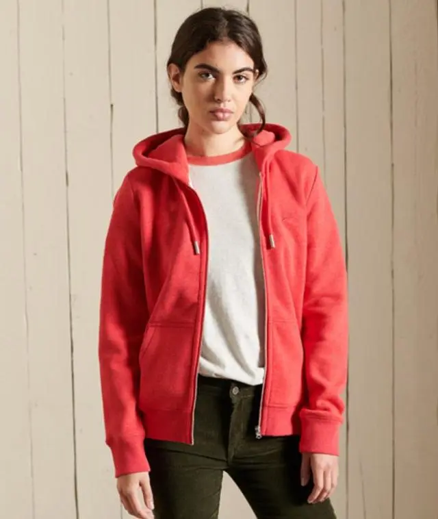 Superdry Women's Vintage Logo Embroidered Zip Hoodie Red / Papaya Marl - 