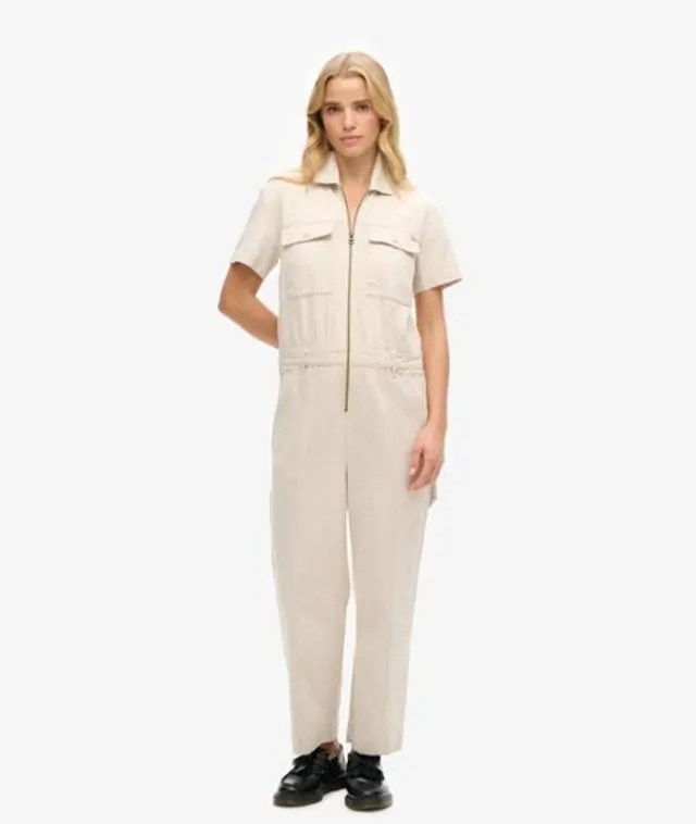 Superdry Women's Utility Jumpsuit Cream / Ecru - 