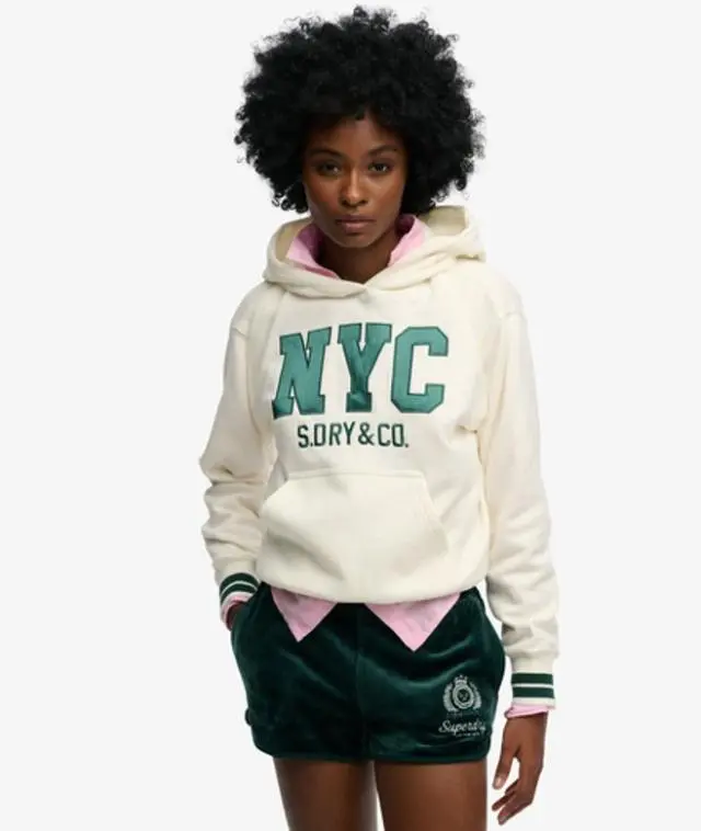 Superdry & Co Women's Country Club Varsity Hoodie Cream - 