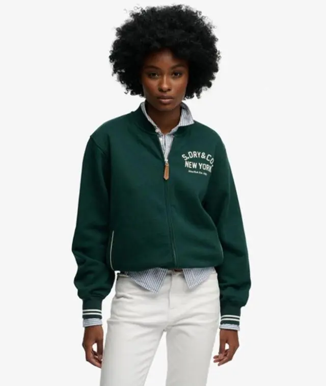 Superdry Women's Country Club Jersey Bomber Green / Dark Pine Green -
