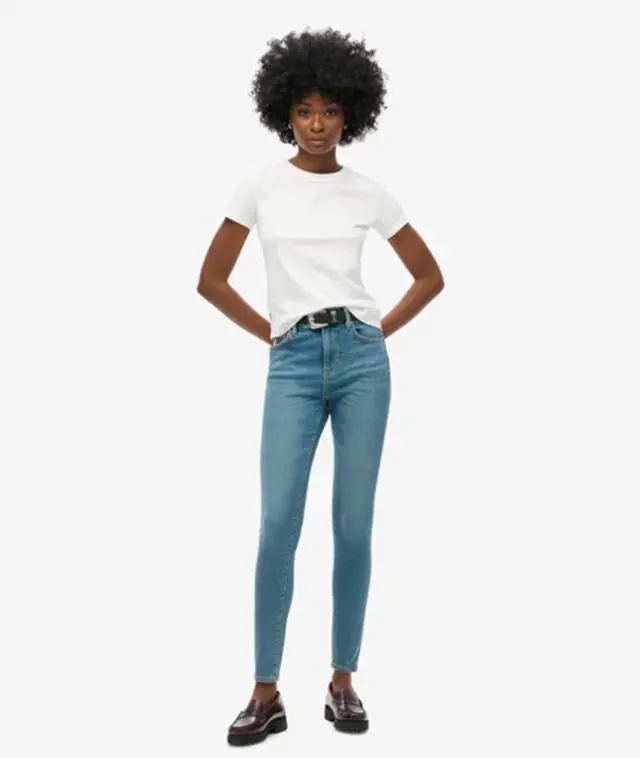 Superdry Women's Cotton High Rise Skinny Denim Jeans Blue / Salem Mid Blue Organic - 