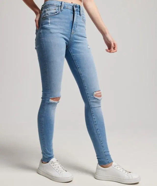 Superdry Women's Organic Cotton High Rise Skinny Denim Jeans Light Blue / Spring Vintage Custom - 