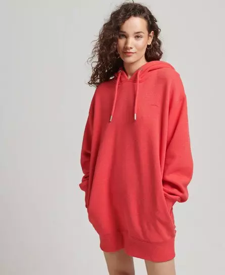 Superdry Women's Organic Cotton Embroidered Logo Sweat Dress Red / Papaya Red Marl - 