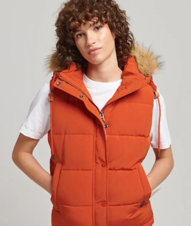 Superdry & Co Women's Everest Faux Fur Gilet Orange / Pureed Pumpkin - 