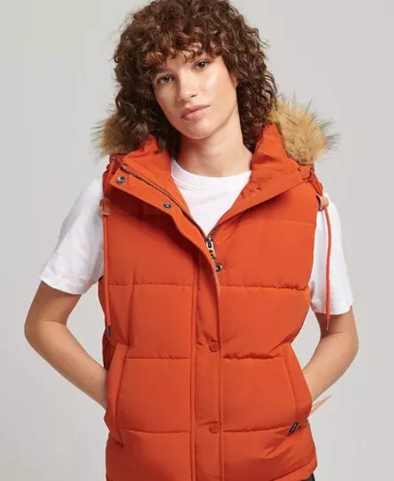 Superdry Women's Everest Faux Fur Gilet Orange / Pureed Pumpkin - 