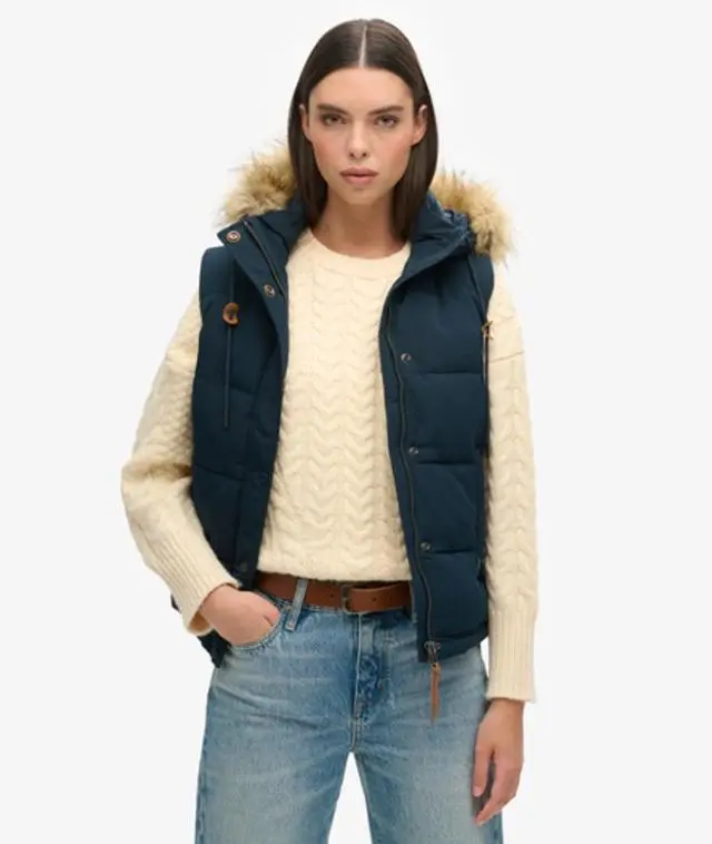 Superdry Women's Everest Faux Fur Gilet Navy / Eclipse Navy - 