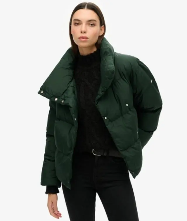 Superdry & Co Women's Short Puffer Coat Green / Forest Green - 