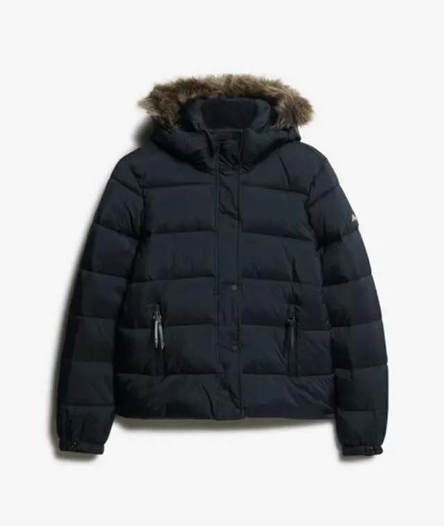 Superdry Women's Hooded Mid Layer Short Jacket Black / Jet Black - 