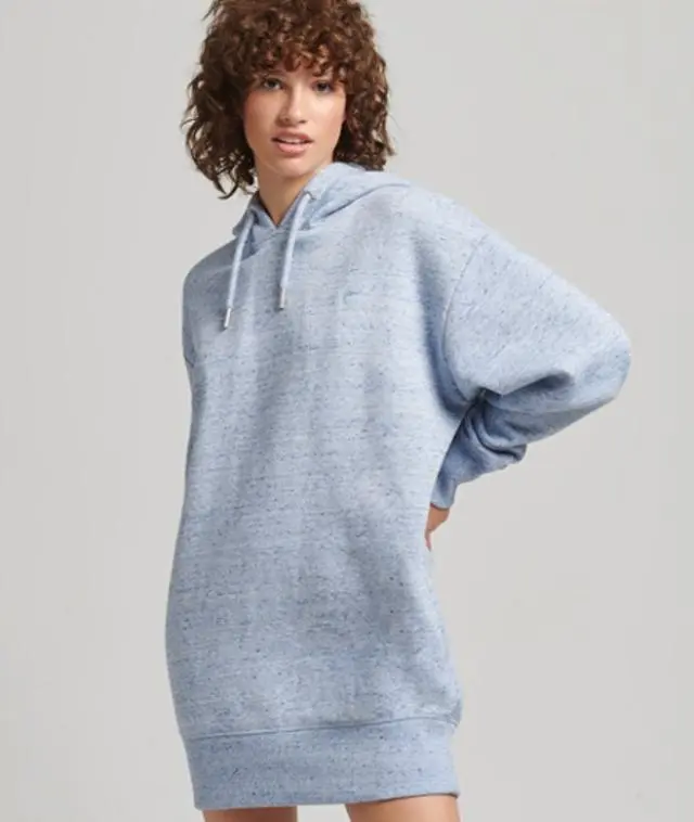 Superdry Women's Organic Cotton Embroidered Logo Sweat Dress Light Blue / LA Blue Marl - 