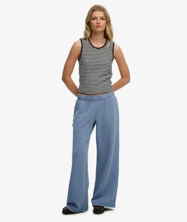 Superdry Women's Essential Logo Wide Leg Joggers Light Blue / Tidal Blue -