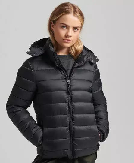 Superdry Women's Hooded Classic Puffer Jacket Black - 