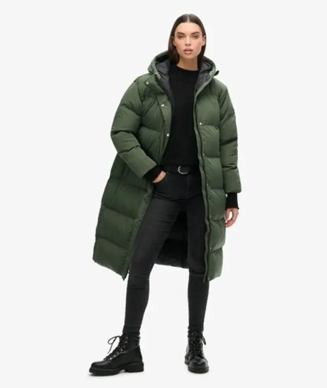 Superdry Women's Puffer Coat, Dark Green, 