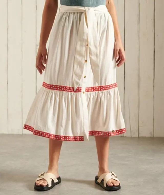 Superdry & Co Women's Midi Skirt Cream / Buttercream - 