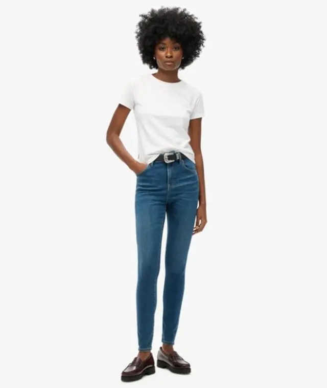 Superdry & Co Women's Organic Cotton High Rise Skinny Denim Jeans Dark Blue / Fulton Vintage Blue - 