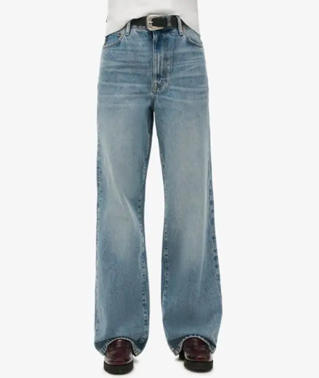 Superdry & Co Women's Organic Cotton Wide Leg Jeans Light Blue / Houston Mid Vintage - 