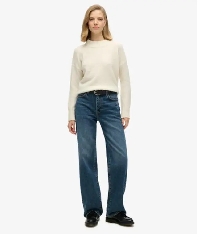 Superdry Women's Organic Cotton Wide Leg Jeans Dark Blue / Fulton Vintage Blue - 