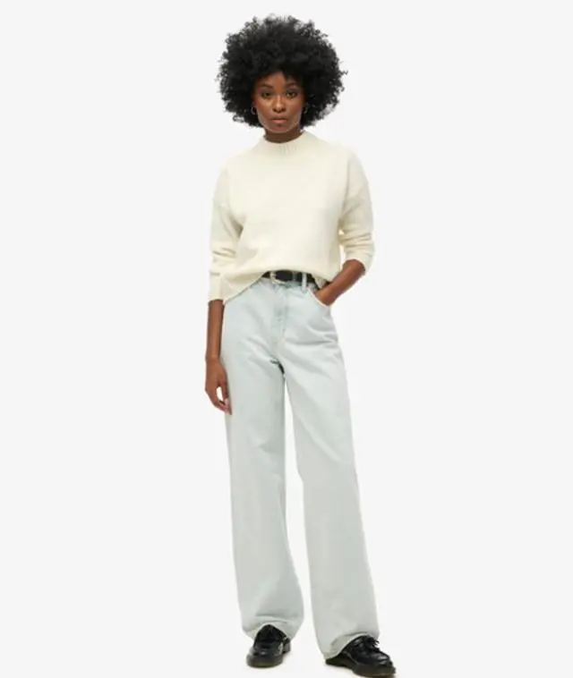 Superdry & Co Women's Organic Cotton Wide Leg Jeans Light Blue / Light Indigo Vintage - 