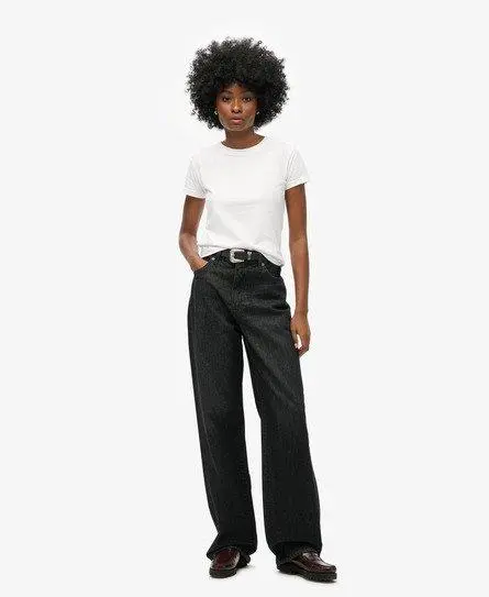 Superdry Women's Organic Cotton Wide Leg Jeans Black / Wolcott Black Stone - 