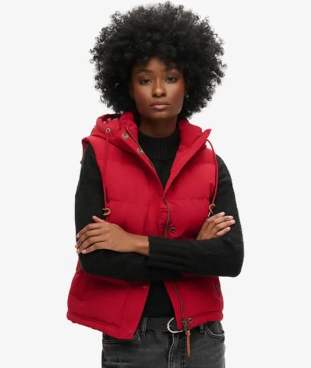Superdry & Co Women's Everest Hooded Puffer Gilet Red - 