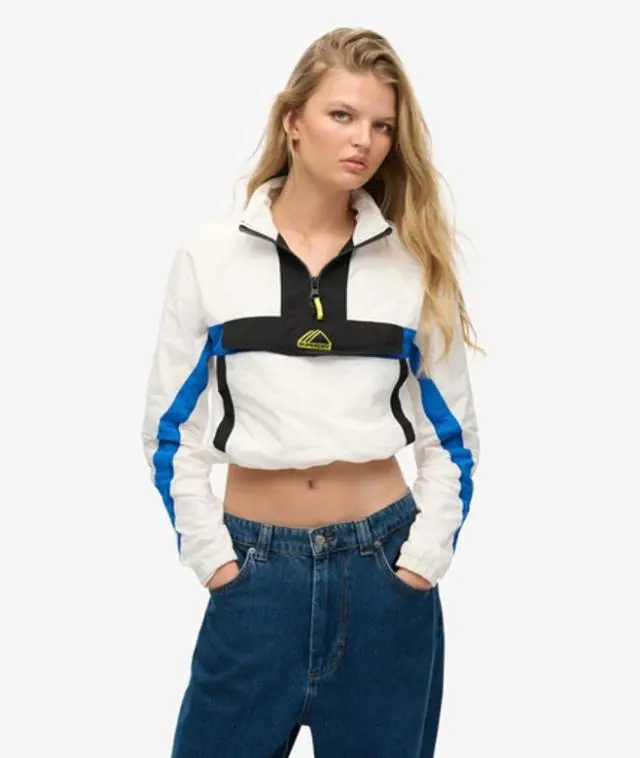 Superdry Women's Colourblock Track Overhead Jacket White / Optic - 