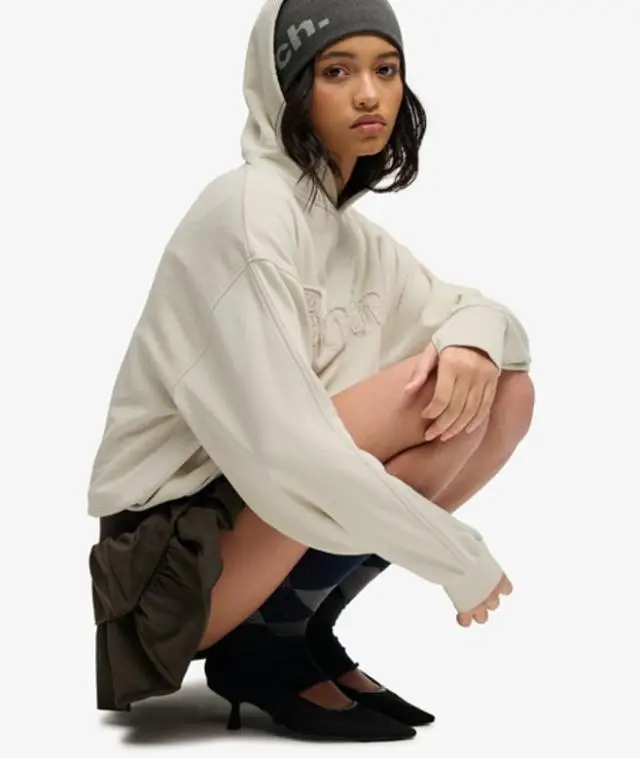 Bench x Superdry & Co Women's Bench Oversized Applique Hoodie Cream / Moonbeam - 