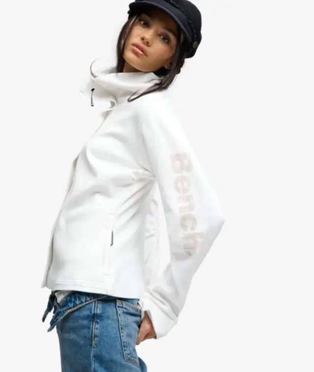 Bench x Superdry & Co Women's Bench Funnel Track Top White / White/ Moonbeam -
