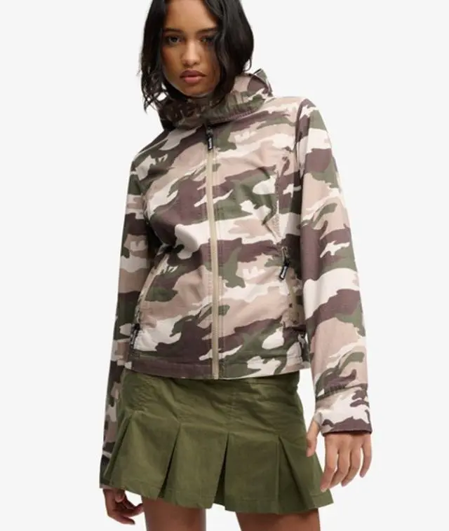 Bench x Superdry & Co Women's Bench Hooded Funnel Neck Ripstop Jacket Khaki / Bench Camo/ Dune -