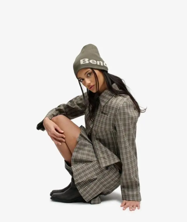 Bench x Superdry & Co Women's Bench Double Zip Collared Check Jacket Green / Olive Moody Check/ Black Olive -