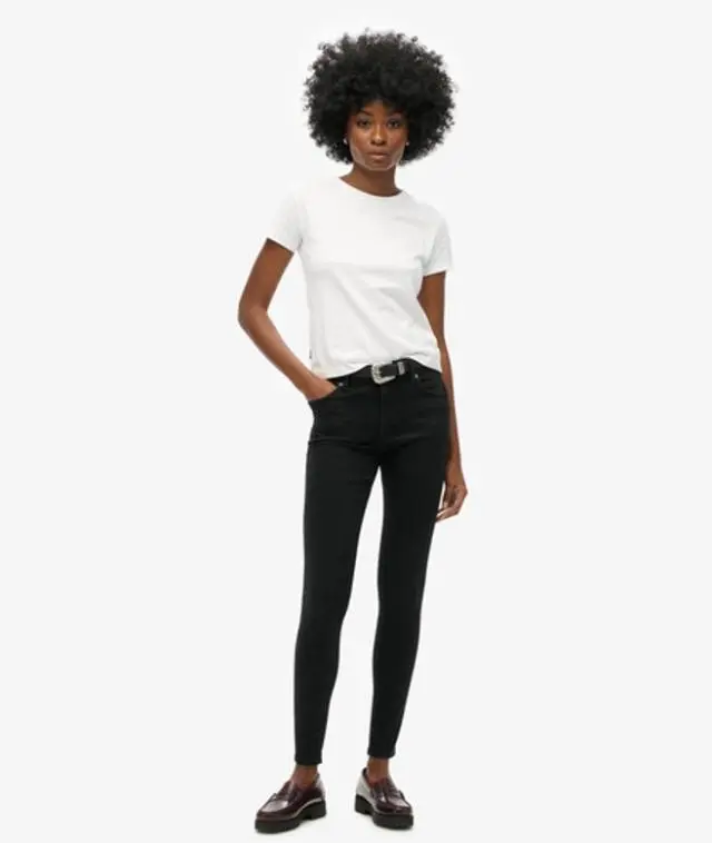 Superdry & Co Women's Organic Cotton Vintage Mid Rise Skinny Jeans Black / Black Rinse - 