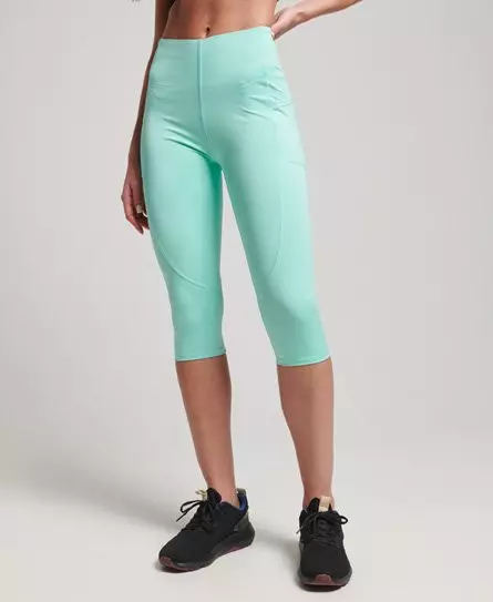 Superdry Women's Sport Run Cropped Tight Leggings Turquoise / Ice Mint - 