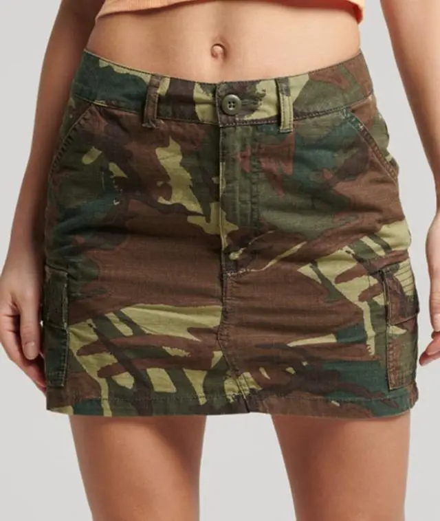 Superdry & Co Women's Vintage Utility Mini Skirt Green / Outline Camo Dark - 
