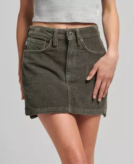 Superdry Women's Cord Mini Skirt Khaki / Dark Khaki - 