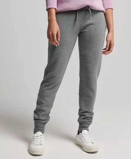 Superdry Women's Organic Cotton Vintage Logo Embroidered Joggers Grey / Rich Charcoal Marl - 