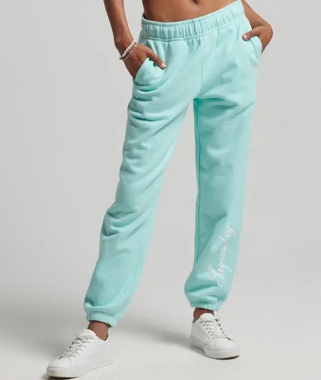 Superdry Women's Script Graphic Boyfriend Joggers Blue / Cali Blue - 