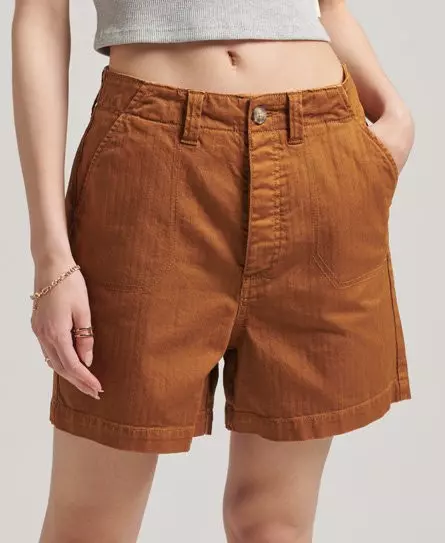 Superdry Women's Vintage Utility Shorts Tan / Tobacco - 