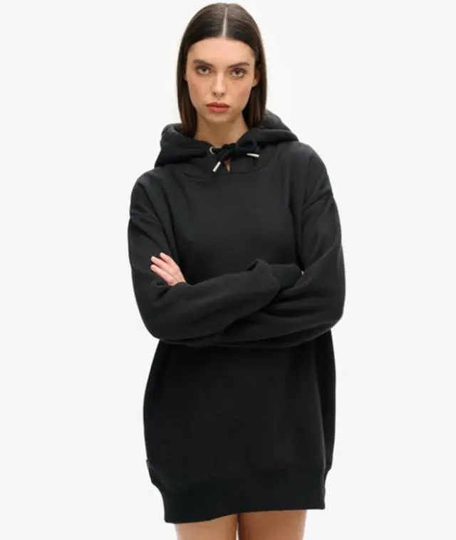 Superdry Women's Organic Cotton Embroidered Logo Sweat Dress Black - 