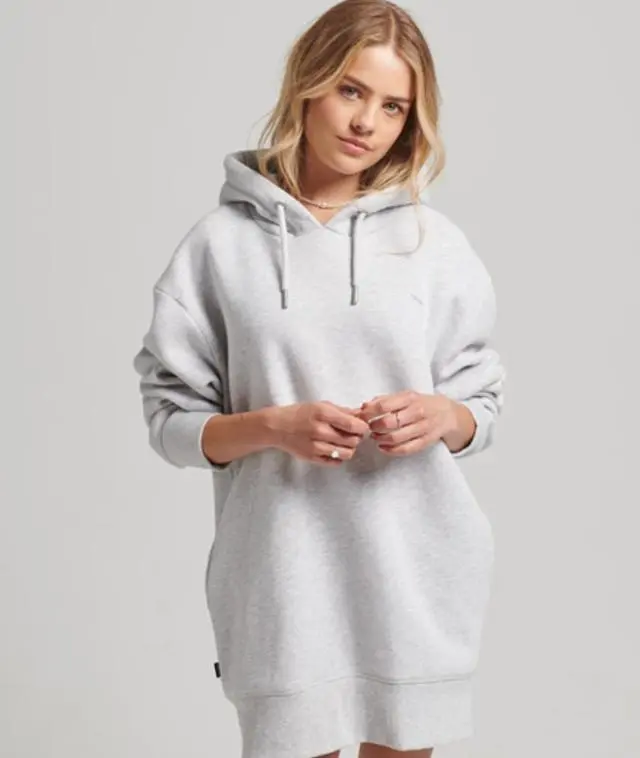 Superdry & Co Women's Organic Cotton Embroidered Logo Sweat Dress Light Grey / Glacier Grey Marl - 