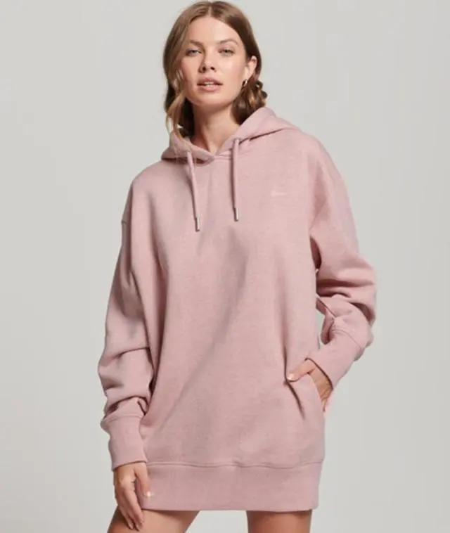 Superdry Women's Organic Cotton Embroidered Logo Sweat Dress Pink / LA Soft Pink Marl - 