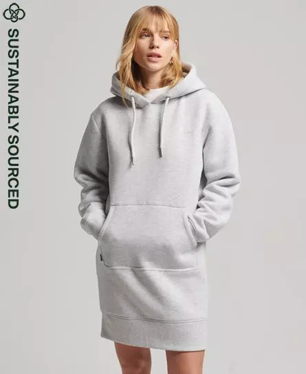 Superdry Women's Organic Cotton Vintage Logo Hoodie Dress Light Grey / Glacier Grey Marl - 