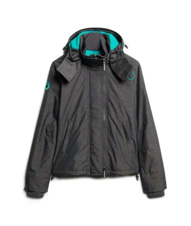 Superdry & Co Women's Pop Zip Hooded Arctic Sd-windcheater Jacket Dark Grey / Mid Charcoal Marl/ Cool Green - 