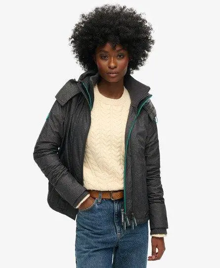 Superdry Women's Pop Zip Hooded Arctic Sd-windcheater Jacket Dark Grey / Mid Charcoal Marl/ Cool Green - 