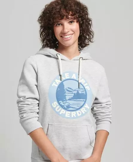 Superdry Women's Travel Hoodie Light Grey / Glacier Grey Marl - 