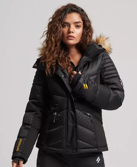 Superdry Women's Sport Snow Luxe Puffer Jacket Black - 