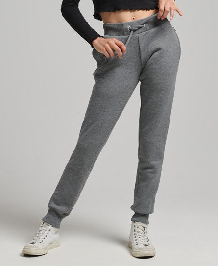 Superdry Women's Organic Cotton Essential Logo Joggers Grey / Rich Charcoal Marl - 