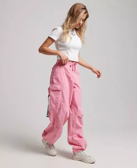Superdry Women's Baggy Parachute Pants Pink / Marne Pink - 