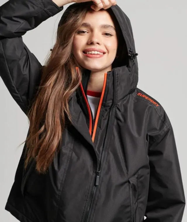 Superdry & Co Women's Sd-windcheater Jacket Black / Black Grid/bold Orange - 