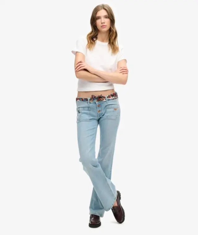 Superdry & Co Women's Organic Cotton Vintage Low Rise Slim Flare Jeans Blue / Heritage Mid Wash - 