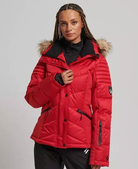 Superdry Women's Sport Snow Luxe Puffer Jacket Red / Carmine Red - 