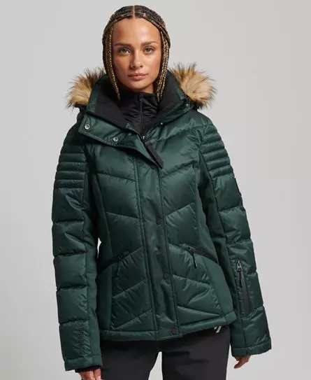Superdry Women's Sport Snow Luxe Puffer Jacket Green / Eagle Green - 